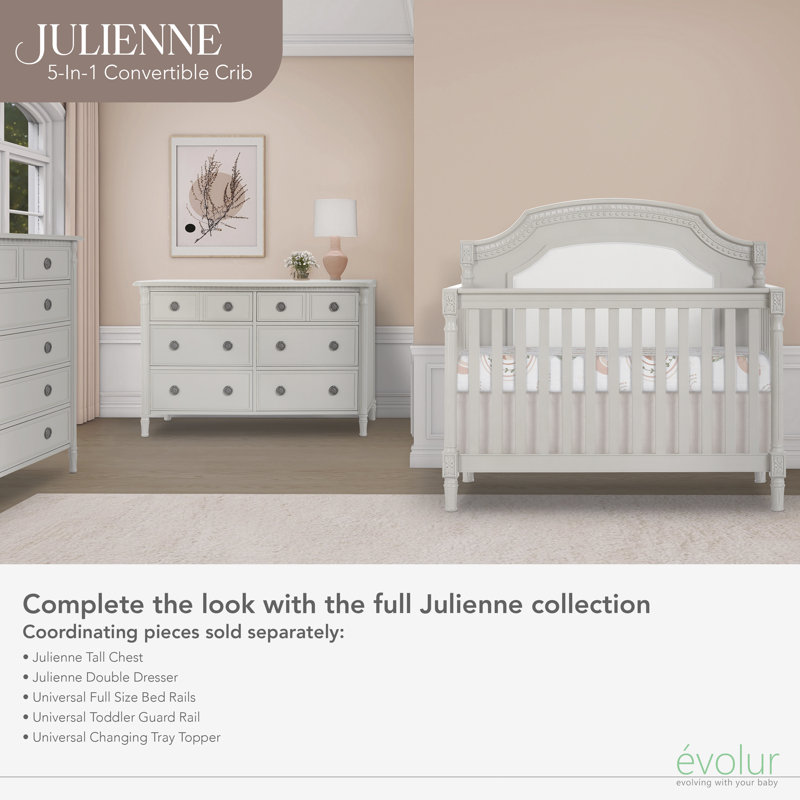 Evolur Julienne 4 in 1 Convertible Upholstered Crib Reviews Wayfair